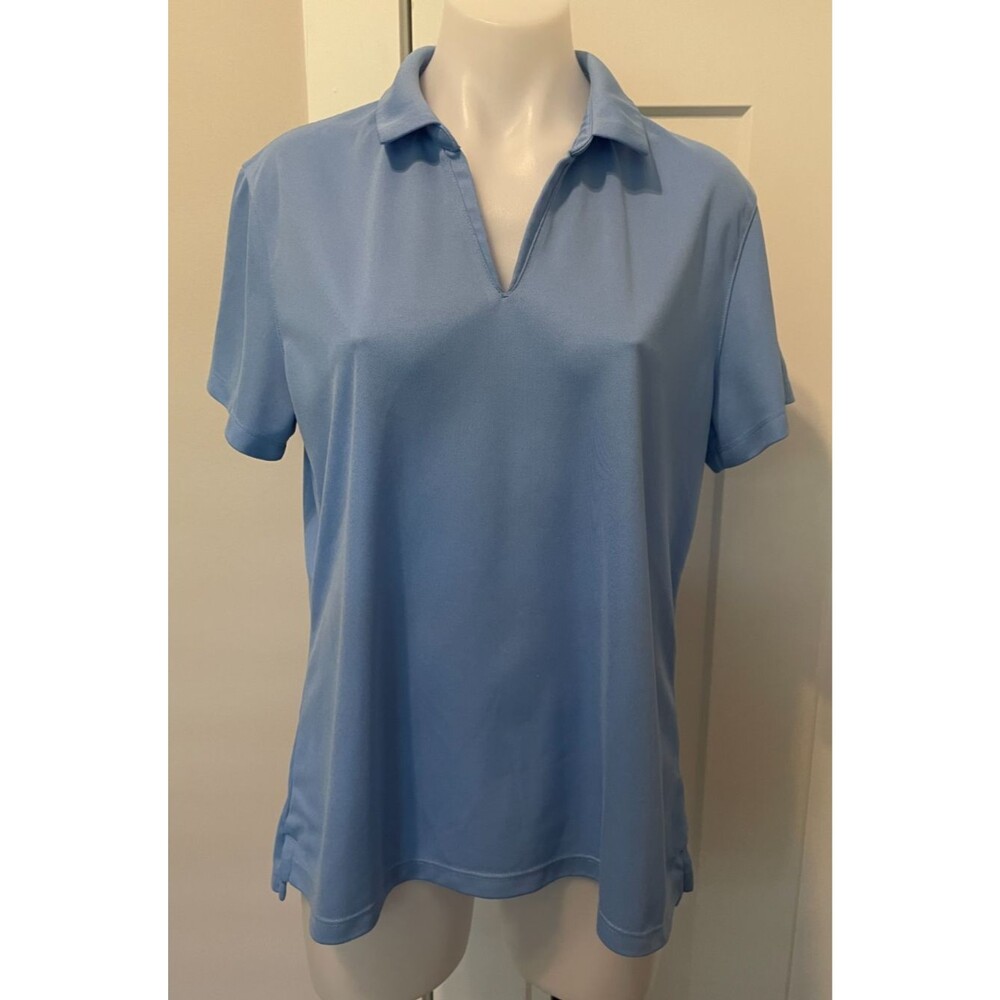 NIKE Womens TOP Polo Short Sleeve BLUE Polo Shirt Size XL